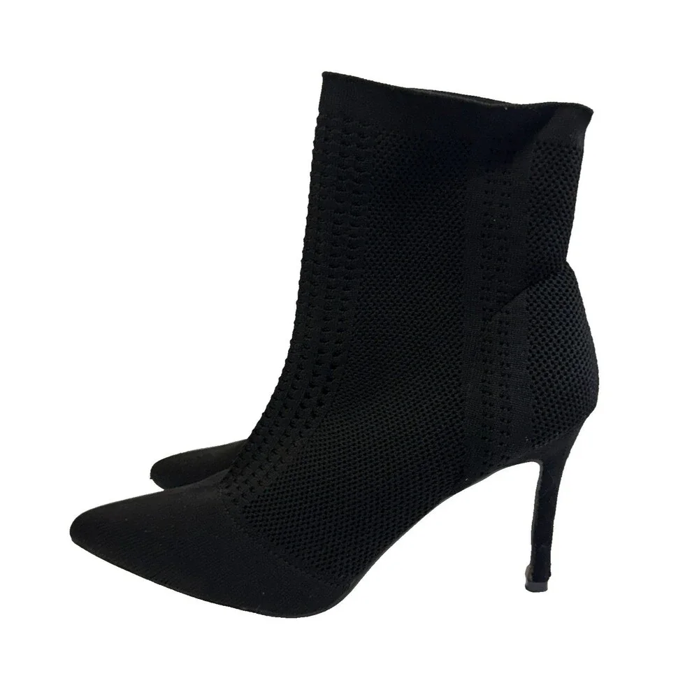 Catherine Malandrino Donito Black Knit Pointed Toe Ankle Booties Women’s 9